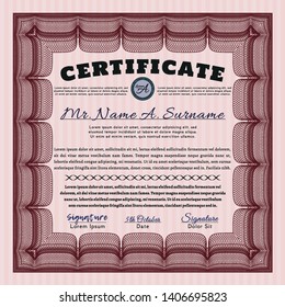 Red Certificate of achievement. Lovely design. With background. Customizable, Easy to edit and change colors. 