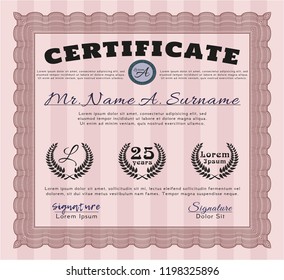 Red Certificate of achievement. Money Pattern. Easy to print. Detailed. 