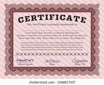Red Certificate of achievement. Money Pattern design. Customizable, Easy to edit and change colors. With linear background. 