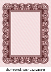 Red Certificate of achievement. Nice design. Vector illustration. With background. 
