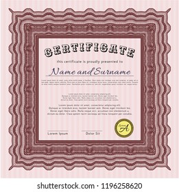 Red Certificate of achievement. Printer friendly. Good design. Customizable, Easy to edit and change colors. 