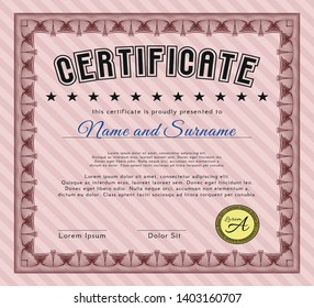 Red Certificate of achievement. Printer friendly. Money design. Customizable, Easy to edit and change colors. 
