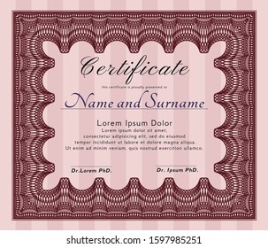 Red Certificate of achievement. Printer friendly. Excellent design. Customizable, Easy to edit and change colors. 