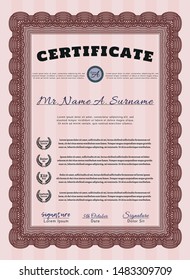 Red Certificate of achievement. With quality background. Detailed. Modern design. 