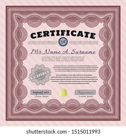 Red Certificate of achievement. With quality background. Vector illustration. Sophisticated design. 