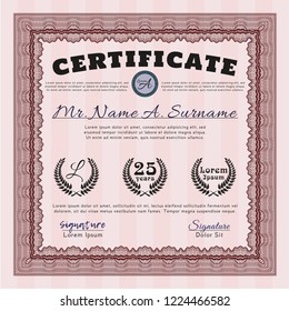 Red Certificate of achievement. Retro design. Customizable, Easy to edit and change colors. With quality background. 