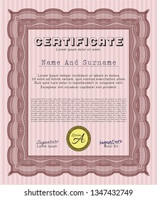 Red Certificate of achievement. Retro design. Customizable, Easy to edit and change colors. Complex background. 