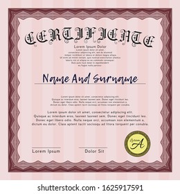 Red Certificate of achievement. Sophisticated design. Detailed. Easy to print. 