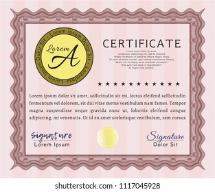 Red Certificate of achievement template. With complex background. Perfect design. Customizable, Easy to edit and change colors. 