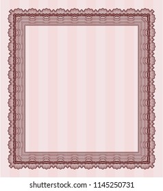 Red Certificate of achievement template. With complex linear background. Detailed. Retro design. 