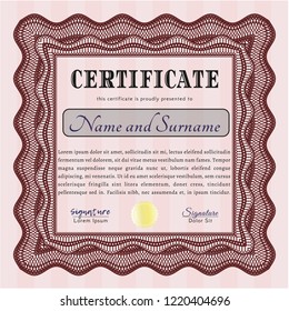 Red Certificate of achievement template. With complex background. Modern design. Customizable, Easy to edit and change colors. 