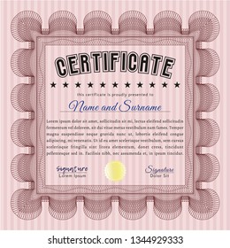 Red Certificate of achievement template. With complex background. Detailed. Superior design. 