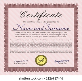 Red Certificate of achievement template. Customizable, Easy to edit and change colors. Easy to print. Perfect design. 