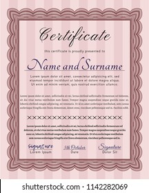 Red Certificate of achievement template. Customizable, Easy to edit and change colors. With complex background. Beauty design. 