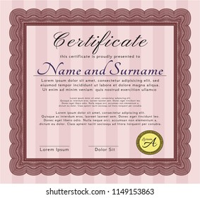 Red Certificate of achievement template. Customizable, Easy to edit and change colors. Easy to print. Money Pattern. 