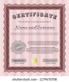 Red Certificate of achievement template. Customizable, Easy to edit and change colors. Printer friendly. Modern design. 
