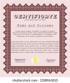 Red Certificate of achievement template. Customizable, Easy to edit and change colors. With complex background. Money design. 