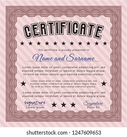 Red Certificate of achievement template. Customizable, Easy to edit and change colors. With guilloche pattern. Cordial design. 