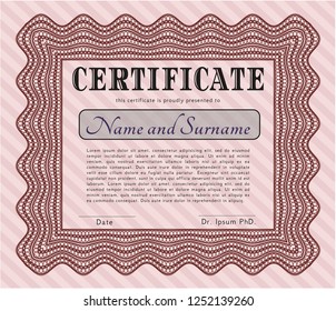 Red Certificate of achievement template. Customizable, Easy to edit and change colors. With complex linear background. Retro design. 