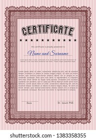 Red Certificate of achievement template. Customizable, Easy to edit and change colors. With quality background. Money style design. 