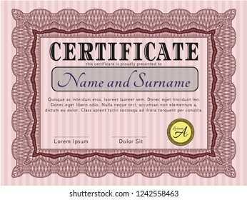 Red Certificate of achievement template. Easy to print. Elegant design. Customizable, Easy to edit and change colors. 