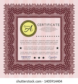 Red Certificate of achievement template. Excellent design. Customizable, Easy to edit and change colors. With complex linear background. 