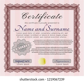 Red Certificate of achievement template. Good design. Customizable, Easy to edit and change colors. With linear background. 