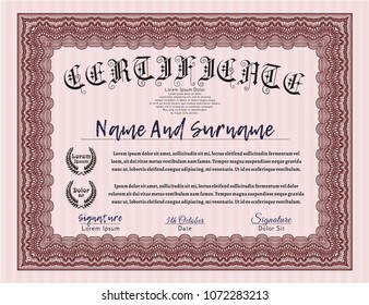  Red Certificate of achievement template. Lovely design. Customizable, Easy to edit and change colors. With guilloche pattern and background. 