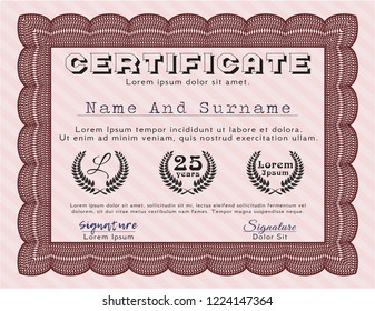 Red Certificate of achievement template. Lovely design. With background. Customizable, Easy to edit and change colors. 