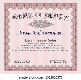 Red Certificate of achievement template. Lovely design. Customizable, Easy to edit and change colors. Easy to print. 