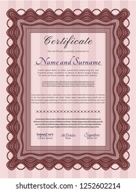 Red Certificate of achievement template. Money design. Complex background. Customizable, Easy to edit and change colors. 