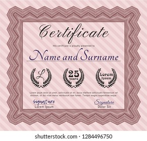 Red Certificate of achievement template. Money design. With complex linear background. Customizable, Easy to edit and change colors. 