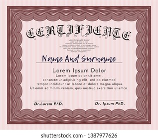 Red Certificate of achievement template. Nice design. With complex linear background. Customizable, Easy to edit and change colors. 