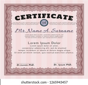 Red Certificate of achievement template. Printer friendly. Vector illustration. Modern design. 