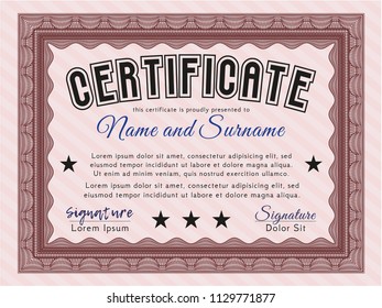 Red Certificate of achievement template. Vector illustration. Printer friendly. Elegant design. 