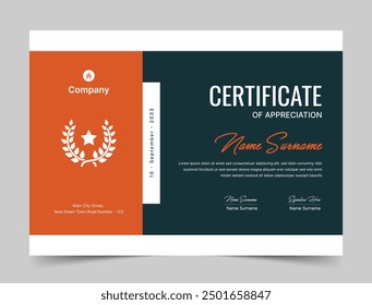 Red Certificate of appreciation, Clean modern certificate with badge, Certificate vector template