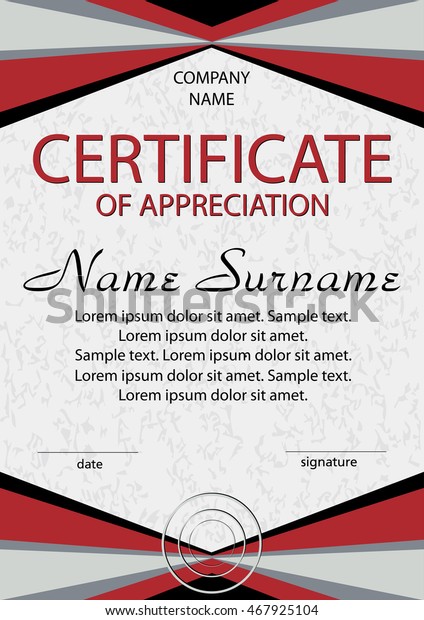 Red Certificate Appreciation Diploma Vertical Template Stock Vector ...