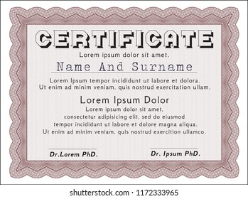 Red Certificate. Artistry design. With complex background. Detailed. 