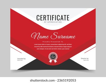 Red Certificate Award Design Template, Certificate Premium template awards diploma, Clean modern certificate, Certificate vector template
