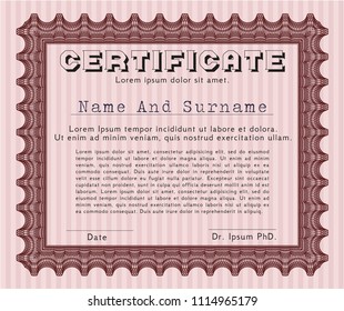 Red Certificate. With background. Customizable, Easy to edit and change colors. Artistry design. 