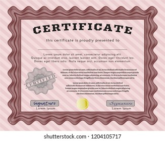 Red Certificate. With background. Superior design. Customizable, Easy to edit and change colors. 