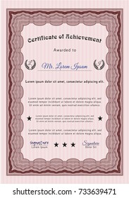 Red Certificate. Complex background. Vector illustration. Money style design. 