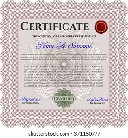 Certificado rojo. Diseño complejo. Detallado. Fácil de imprimir. 