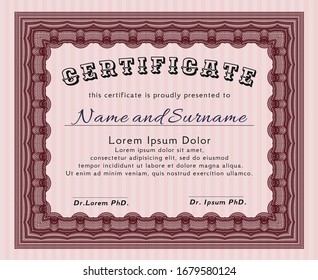 Red Certificate. With complex linear background. Customizable, Easy to edit and change colors. Superior design. 