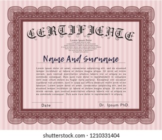 Red Certificate. Customizable, Easy to edit and change colors. With complex linear background. Superior design. 