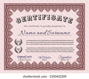 Red Certificate. Customizable, Easy to edit and change colors. With linear background. Nice design. 