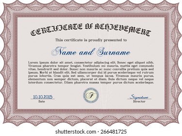 Red Certificate design. Vector pattern that is used in currency and diplomas