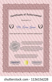 Red Certificate. Detailed. With complex background. Cordial design. 
