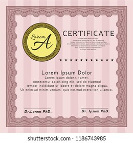 Red Certificate. Detailed. With complex background. Lovely design. 
