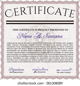Red Certificate. Detailed. Complex design. Printer friendly. 